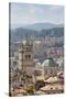 Genoa, Liguria, Italy. Dome and tower of Cathedral of San Lorenzo seen from top of Porta Soprana.-null-Stretched Canvas