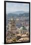 Genoa, Liguria, Italy. Dome and tower of Cathedral of San Lorenzo seen from top of Porta Soprana.-null-Framed Premium Photographic Print