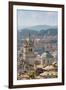 Genoa, Liguria, Italy. Dome and tower of Cathedral of San Lorenzo seen from top of Porta Soprana.-null-Framed Premium Photographic Print