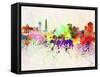 Genoa Skyline in Watercolor Background-paulrommer-Framed Stretched Canvas