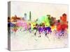 Genoa Skyline in Watercolor Background-paulrommer-Stretched Canvas