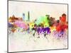 Genoa Skyline in Watercolor Background-paulrommer-Mounted Art Print