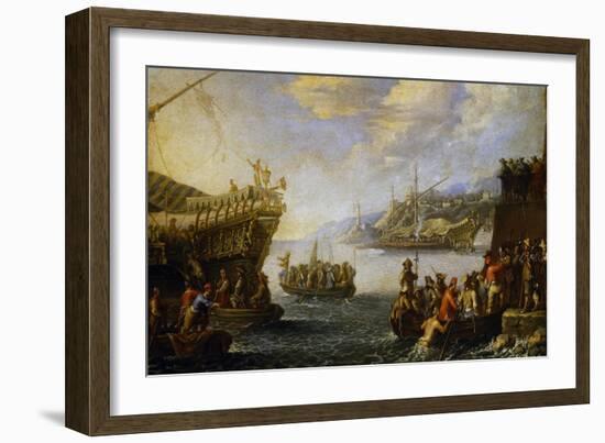 Genoese Troops Boarding Galen in Port of Genoa-Cornelis De Wael-Framed Giclee Print