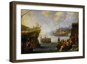 Genoese Troops Boarding Galen in Port of Genoa-Cornelis De Wael-Framed Giclee Print