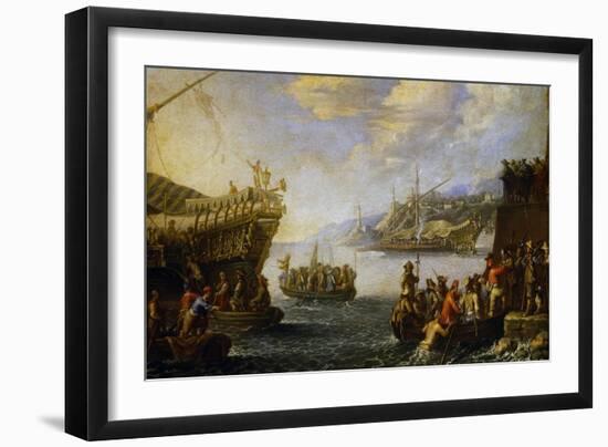 Genoese Troops Boarding Galen in Port of Genoa-Cornelis De Wael-Framed Giclee Print