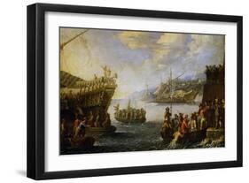 Genoese Troops Boarding Galen in Port of Genoa-Cornelis De Wael-Framed Giclee Print