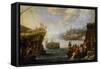 Genoese Troops Boarding Galen in Port of Genoa-Cornelis De Wael-Framed Stretched Canvas