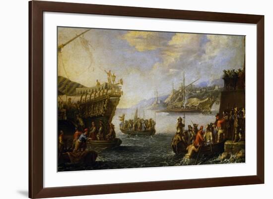 Genoese Troops Boarding Galen in Port of Genoa-Cornelis De Wael-Framed Giclee Print