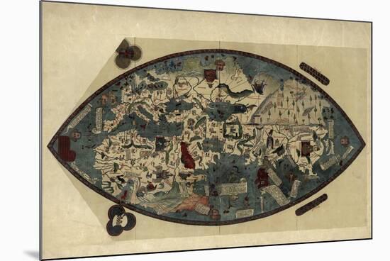 Genoese World Map, 1450-Library of Congress-Mounted Photographic Print