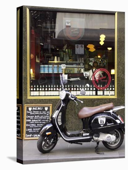 Genovese Coffee and Vespa, Little Collins Street, Melbourne, Victoria, Australia-David Wall-Stretched Canvas