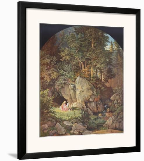 Genoveva in the Forest-Adrian Ludwig Richter-Framed Art Print