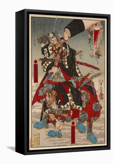 Genroku Nihonnishiki, Hayami Mitsutaka and Makino Nijifusa-Kyosai Kawanabe-Framed Stretched Canvas