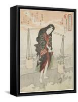 Genshogo; Fifth Piece of the 5 Serial Images of Making Sea Salt, C. 1830-Utagawa Kuniyoshi-Framed Stretched Canvas