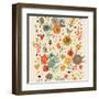 Gentle Floral Pattern in Bright Colors-smilewithjul-Framed Art Print