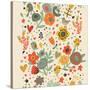 Gentle Floral Pattern in Bright Colors-smilewithjul-Stretched Canvas