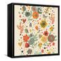 Gentle Floral Pattern in Bright Colors-smilewithjul-Framed Stretched Canvas