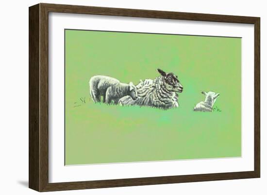 Gentle Spirits, VIII, 2022, (graphie & coloured pencil)-Helen White-Framed Giclee Print