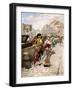 Gentleman and Flower Girl near Book Stalls by the Seine-Henri Victor Lesur-Framed Giclee Print