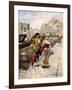 Gentleman and Flower Girl Near Book Stalls by the Seine-Henri-Victor Lesur-Framed Giclee Print