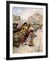 Gentleman and Flower Girl Near Book Stalls by the Seine-Henri-Victor Lesur-Framed Giclee Print