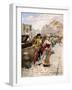 Gentleman and Flower Girl Near Book Stalls by the Seine-Henri-Victor Lesur-Framed Giclee Print