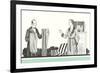 Gentleman and Valet Choosing Pants-null-Framed Art Print