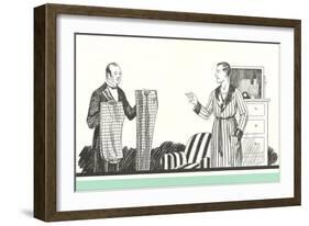 Gentleman and Valet Choosing Pants-null-Framed Art Print