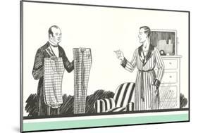 Gentleman and Valet Choosing Pants-null-Mounted Art Print