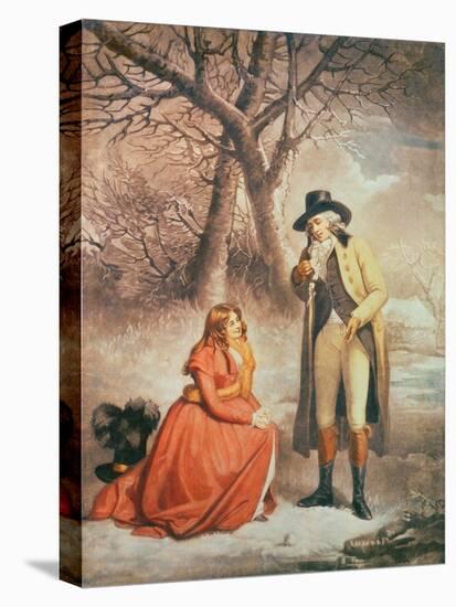 Gentleman and Woman in a Wintry Scene-George Morland-Stretched Canvas