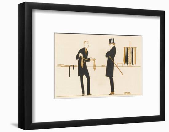 Gentleman Chooses a Tie to Purchase-Bernard Boutet De Monvel-Framed Art Print