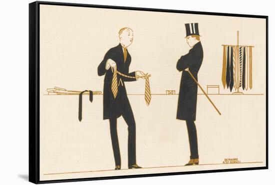 Gentleman Chooses a Tie to Purchase-Bernard Boutet De Monvel-Framed Stretched Canvas