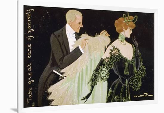 Gentleman Helps a Lady with Her Shawl-Evans-Framed Photographic Print