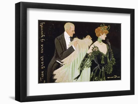 Gentleman Helps a Lady with Her Shawl-Evans-Framed Photographic Print