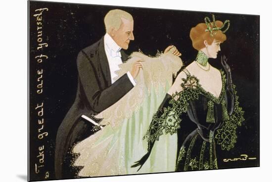 Gentleman Helps a Lady with Her Shawl-Evans-Mounted Photographic Print