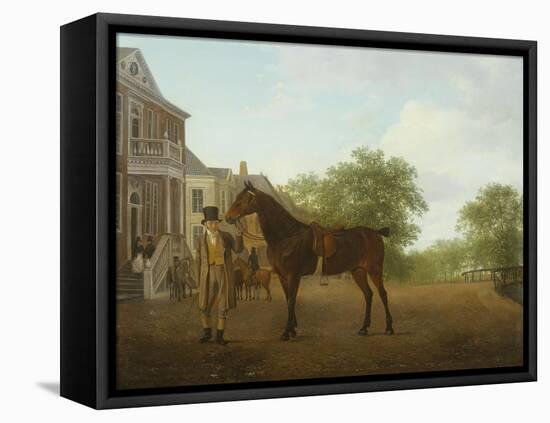 Gentleman Holding a Saddled Horse in a Street by a Canal, 18th-19th Century-Jacques-Laurent Agasse-Framed Stretched Canvas