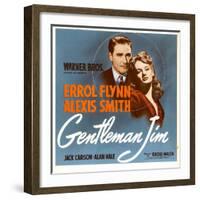 Gentleman Jim, Errol Flynn, Alexis Smith on Window Card, 1942-null-Framed Photo