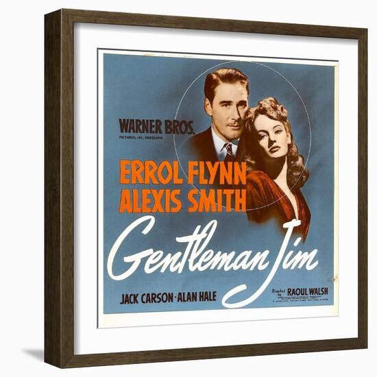 Gentleman Jim, Errol Flynn, Alexis Smith on Window Card, 1942-null-Framed Photo