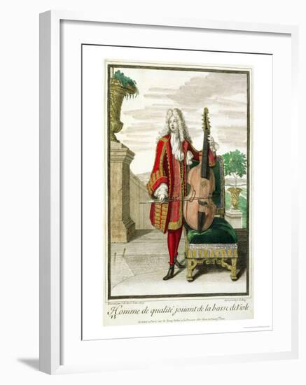 Gentleman Playing the Cello, Published circa 1688-90-Jean Dieu De Saint-jean-Framed Giclee Print
