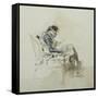 Gentleman Seated in an Armchair Reading a Book and Smoking a Pipe-Giovanni Boldini-Framed Stretched Canvas