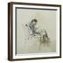 Gentleman Seated in an Armchair Reading a Book and Smoking a Pipe-Giovanni Boldini-Framed Giclee Print