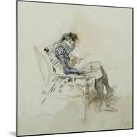Gentleman Seated in an Armchair Reading a Book and Smoking a Pipe-Giovanni Boldini-Mounted Giclee Print