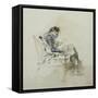 Gentleman Seated in Armchair Reading Book and Smoking Pipe, 19th Century-Giovanni Boldini-Framed Stretched Canvas