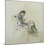 Gentleman Seated in Armchair Reading Book and Smoking Pipe, 19th Century-Giovanni Boldini-Mounted Giclee Print