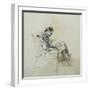Gentleman Seated in Armchair Reading Book and Smoking Pipe, 19th Century-Giovanni Boldini-Framed Giclee Print