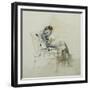 Gentleman Seated in Armchair Reading Book and Smoking Pipe, 19th Century-Giovanni Boldini-Framed Giclee Print
