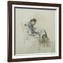 Gentleman Seated in Armchair Reading Book and Smoking Pipe, 19th Century-Giovanni Boldini-Framed Giclee Print