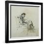 Gentleman Seated in Armchair Reading Book and Smoking Pipe, 19th Century-Giovanni Boldini-Framed Giclee Print