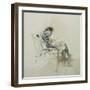 Gentleman Seated in Armchair Reading Book and Smoking Pipe, 19th Century-Giovanni Boldini-Framed Giclee Print