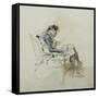 Gentleman Seated in Armchair Reading Book and Smoking Pipe, 19th Century-Giovanni Boldini-Framed Stretched Canvas