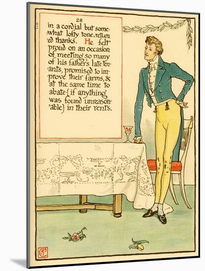 Gentleman Stands With His Hand On A Table With A Goblet Nearby-Walter Crane-Mounted Art Print